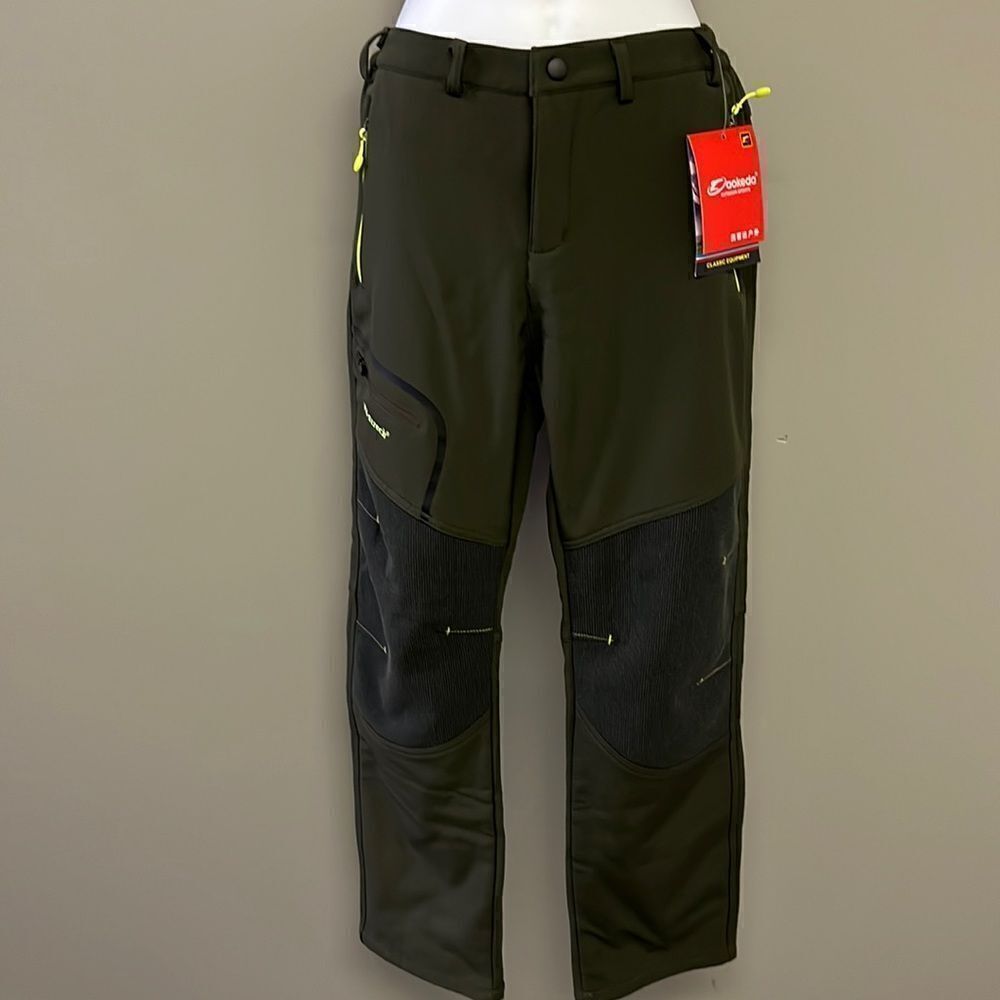 Aokeda Men’s Army Green Wind & Waterproof Fleece Elastic Sports Pants